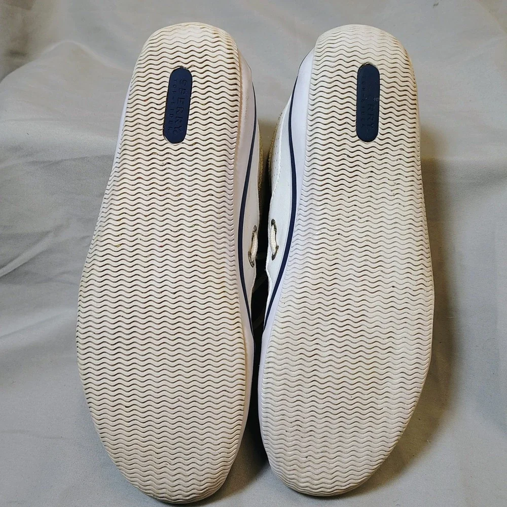 Sperry Top-Sider Womens White Leather Nautical Boat Shoe Sneakers Size 7M